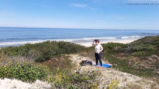 Amateur Nudist Hotty: Stripping & Touching Herself on a Quiet Spring Beach in Uruguay