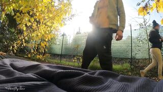DICKFLASH in the PARK: a concupiscent mother i'd like to fuck can't resist to give a me a hard titty bang