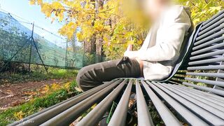DICKFLASH in the PARK: a concupiscent mother i'd like to fuck can't resist to give a me a hard titty bang