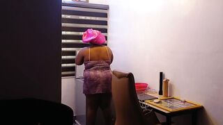 Domestic Duties: Black Bulky Butt Honey Bending Over