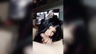 Cute Egirl with hands and mouthfull of step dads large knob