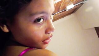 Cute stepsister in daybed on vacation to get drilled by ebony knob
