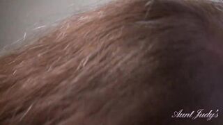 AuntJudys - Your Breasty 61yo GILF Stepmom Maggie Jacks u off & Sucks your Penis (POV)