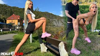 Pickup Club - Lengthy-Legged Golden-haired Zlata Shine Jogging Outdoors by the River