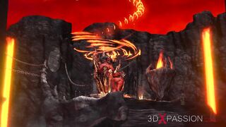 Devil plays with a super sexy hotty in hell