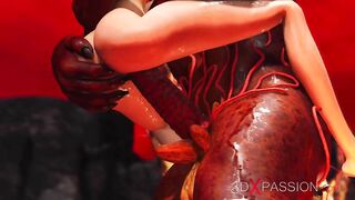 Devil plays with a super sexy hotty in hell