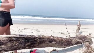 A stranger mother i'd like to fuck makes me cum on a public beach...