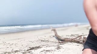 A stranger mother i'd like to fuck makes me cum on a public beach...