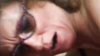Spex gilf wearing nylons gets her shaggy vagina drilled