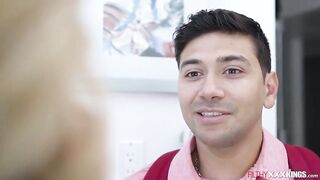 Large bazookas stepmom Taylor Vixxen is teaching her stepson what to do previous to having sex.That babe kisses him,then lets him lick her cunt 1st previous to they screw
