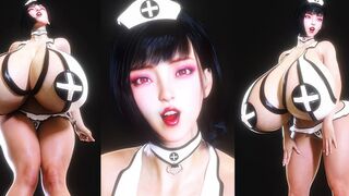 Burdensomely Enormous Huge Hanging Breasts Nurse Treats Her Patient to Max Relief