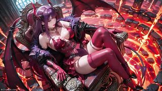 Purple-haired Demon Queen! a Forbidden Feast on the Magma Throne, Red-ebony Armor Clinging to Scorching Skin!