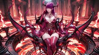 Purple-haired Demon Queen! a Forbidden Feast on the Magma Throne, Red-ebony Armor Clinging to Scorching Skin!