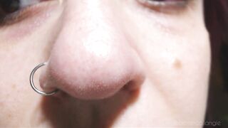 Angies full extraordinary close-up nose exploration: all angles, pinching...