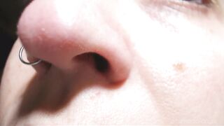 Angies full extraordinary close-up nose exploration: all angles, pinching...