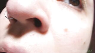 Angies full extraordinary close-up nose exploration: all angles, pinching...