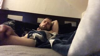Get to watch , seriously sexy large cock play talking to u to aid him cum!!