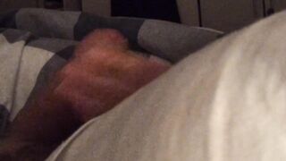 Close up POV tugjob from wife in couch during the time that that babe plays on her smartphone