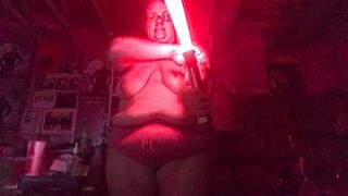 Melons Ross Shows Off Her Lightsaber