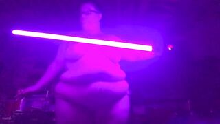 Melons Ross Shows Off Her Lightsaber