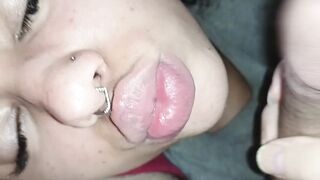 Carnal blaze paints face with cum, mouth shudders absolutely
