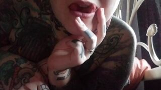 Trying to take large hits. Olivia inks split tongue tricks