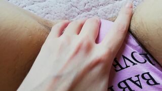 playing with my vagina hair in pants close up