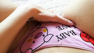 playing with my vagina hair in pants close up