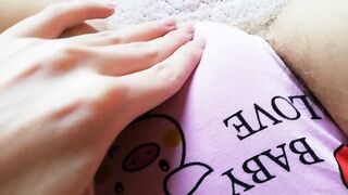playing with my vagina hair in pants close up