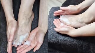 I let him do doggy style, cowgirl & cum on my feet – compilation ??