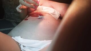 three months preggy abdomen punishment with wax