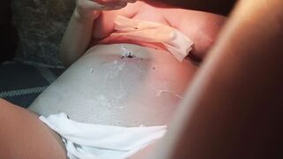 three months preggy abdomen punishment with wax