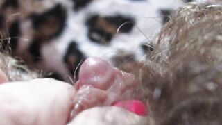 Extraordinary close up on my curly twat and large clitoris
