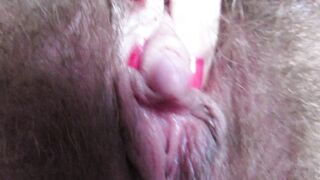 Extraordinary close up on my curly twat and large clitoris