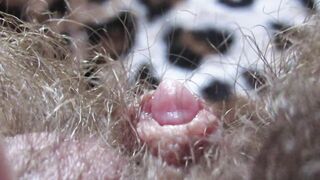 Extraordinary close up on my curly twat and large clitoris