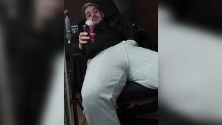 Onlyfans creator 24sevenbruno Bored home alone playing with his masturbator -MASSIVE SPUNK FOUNTAIN