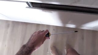 Wife Nearly Caught Me Screwing Recent Neighbour with Tiny Body But I Cum Inside Her in Time And This babe Left!