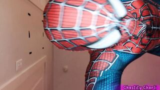 Trans Cosplay Petra Parker Penis Sucking and Banging Spiderman