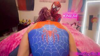 Trans Cosplay Petra Parker Penis Sucking and Banging Spiderman