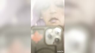 Crossdresser in Purple Masterbating & Drinking Own Cum From Glass POV