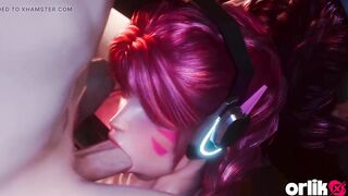 D.va Bath Group sex - Shared with 2 Lads Overwatch CG Animation