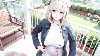 Blond Nun Nurse! Inactive Kneeling on the Hospital Couch, Hand Cupping Her Soft Breast with a Hazy Gaze