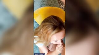 College angel recive cum in throat and swallow it