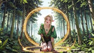Forest Elf Queen! Kneeling in the dappled sunlight, her fingertips tracing the staff as that babe gets moist.