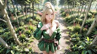 Forest Elf Queen! Kneeling in the dappled sunlight, her fingertips tracing the staff as that babe gets moist.