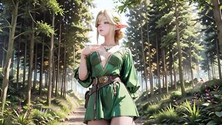 Forest Elf Queen! Kneeling in the dappled sunlight, her fingertips tracing the staff as that babe gets moist.