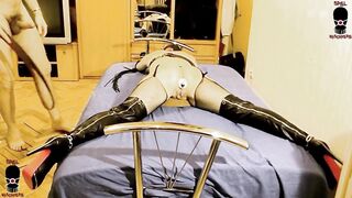 INTRO-Spreadeagle handcuffed & weenie gagged doxy hard whipping and booty hammering