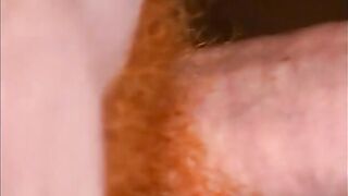 Brunette hair lays on the floor and gets banged with a biggest white dick