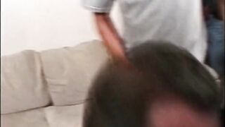 Tiny Teen Screwed by 2 Monster Ebony Schlongs That Cum in Her Throat Jointly with a Concupiscent Dwarf