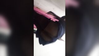Hotty crossdresser wearing patyhose plays with ass-plug in her butt
